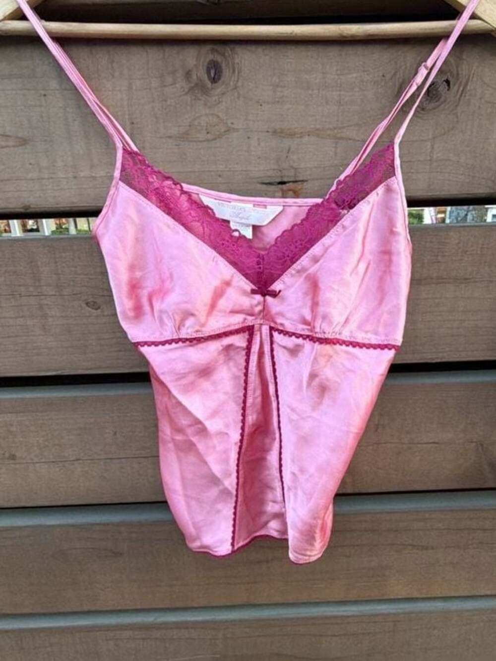 Victoria's Secret Angels Pink Satin Lace Trim Cami Camisole XS